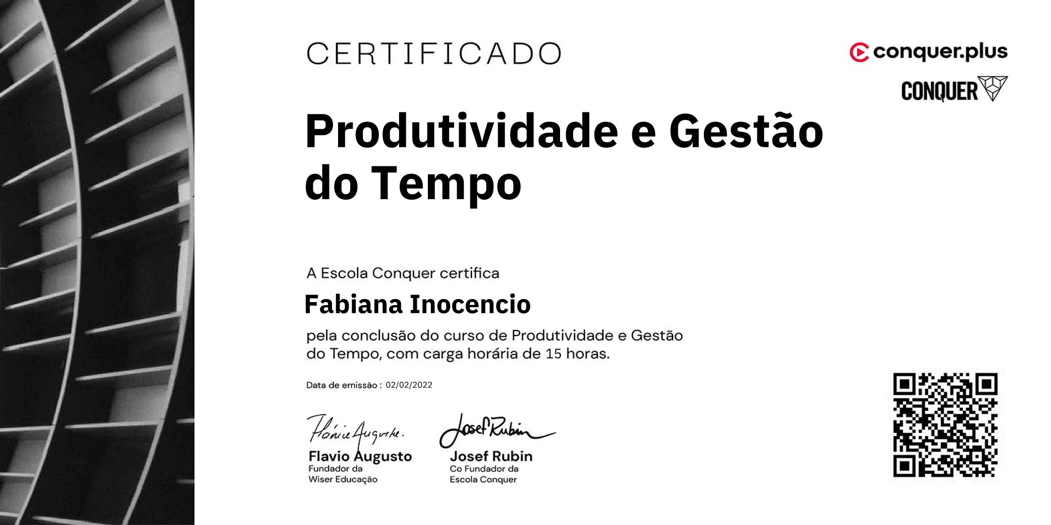 Certificado de Produtividade e Gestão do Tempo